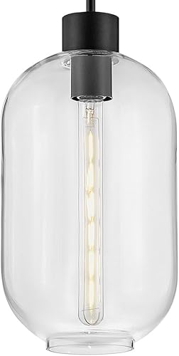 Miniatura 8 de Lark Greer - Lámpara colgante pequeña, alargada, con forma de píldora, para techos inclinados, color negro