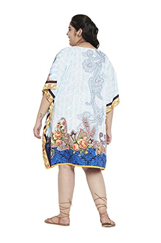 Image of Oussum Short Caftans for Women Plus Size Kaftan Tunic Tops Polyester Summer Beach Clothing Mini Cover Ups Dress for Ladies