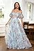 Women Tulle Ball Gowns Dresses Puffy Sleeves Off Shoulder Floral Quinceanera Dress with Bow Coral