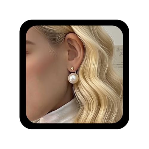 Allereya Boho Perle Double Face Boucles D'oreilles Veste Perle Boucles D'oreilles Clou Perles Or Petites Boucle Boules Rondes Dangle Front Back Bijoux Pour...