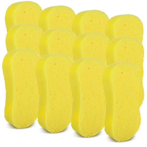 ASelected Car Wash Sponges 12Pcs, Large Sponges For Car Cleaning, Thick Anti Scratch Technology For Wheels, Windscreen Bodywor Washing Windows (Yellow)