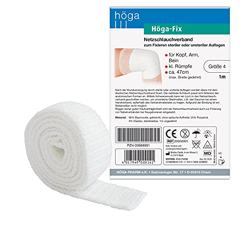 Höga-Fix Netzschlauchverband zum Fixieren steriler oder unsteriler Auflagen - Gr. - 4 m für Kopf, Arm, Bein und kleine Rümpfe, 2er Pack (2 x 1 Stück) 2er Pack (2 x 1 Stück) Cover