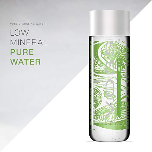 VOSS UK Water, Flavoured Sparkling Water, Lime Mint, Zero Calories, No Sugar, Natural, PET Water Bottles, Bulk Pack of 12 x 330 ml