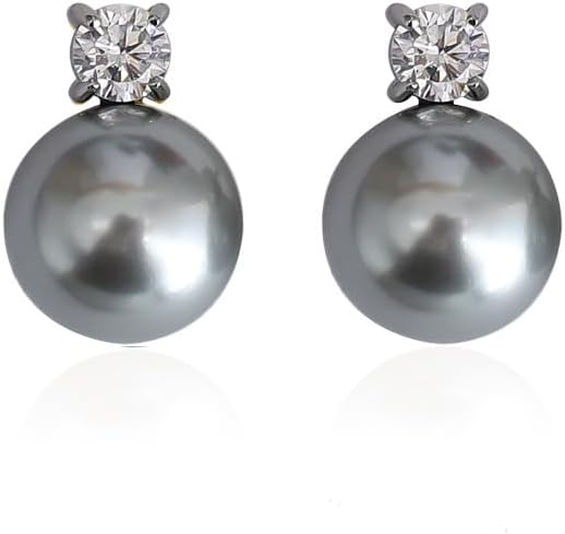 Pearl Earrings for Women, Dainty Pearl Dangle Earring with Rhinestone Statement Wedding Ear Stud Gold Plated Cute Hypoallergenic Pearls Stud Earrings Wedding Jewelry