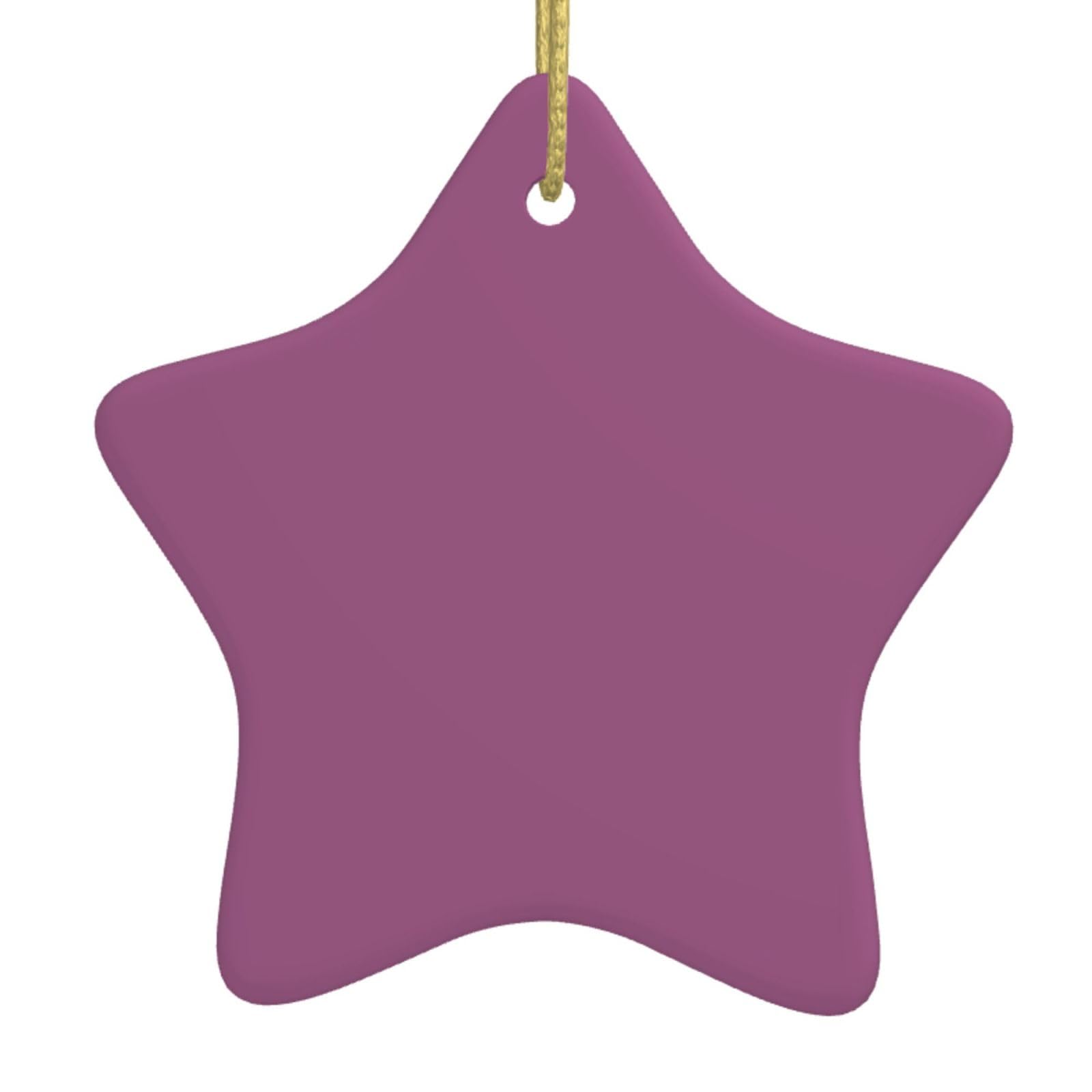 Solid Color Grape red Christmas Ceramic Star Pendant with Punched Holes and Gold Wire Rope, Christmas Tree Home Decoration