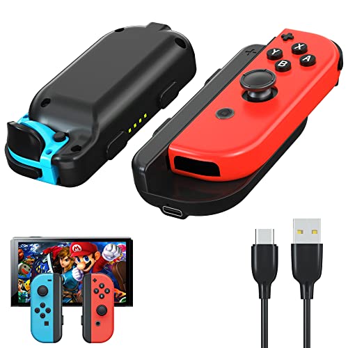 Joycon Charging Grip, 3.7V 1200mAh Switch Joycons Battery Pack Compatible with Nintendo Switch & OLED Model, Switch Controller Charger W/Indicator and Type C Charging Cable（2 Packs Battery）