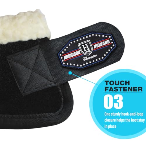 Image of Harrison Howard Essential Bell Boots Shock Absorption with Fleece Trim Non-Rotating Reinforcement