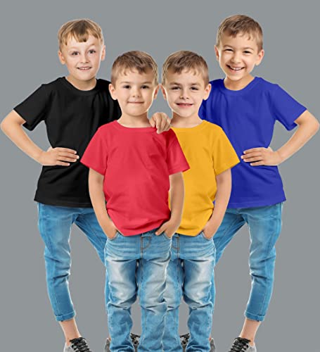 Image of Hangout Hub HH87 Tshirt for Boy's | Regular Fit | Super Combed Cotton Kids T-Shirt | Solid Plain Tees | Round Neck T Shirt | Half Sleeves |Pack of 2 | 3 | 4 | 5 |6