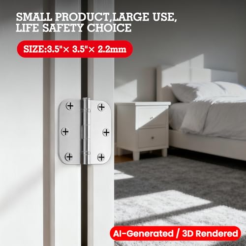 Image of 3 Pack Rounded Polished Chrome Door Hinges 3.5 Inch 5 /8 inch Radius No Squeak Ball Bearing Interior 3-1 /2 inchFlat Iron Bifold Residential Standard Bedroom Indoor for Doors 3 inch Hardware Control Home Decor