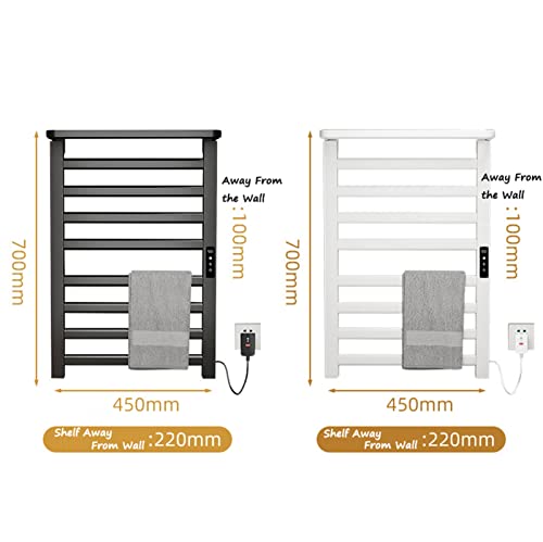 Sèche-serviettes électrique de bain mural et programmable en acier blanc - 8