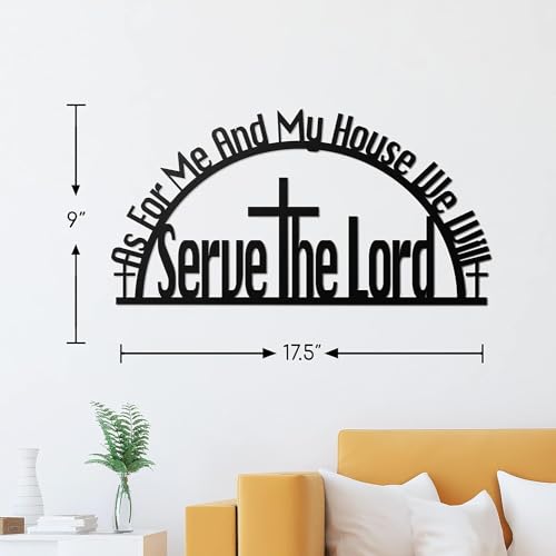 Image of BLIND SHOP As For Me and My House We Will Serve The Lord Wall Sign | Christian Metal Wall Art for Home Decor | Wall Sculpture Home Decoration | Metal Art | Metal Wall Art (45 x 43x 1.5 CM)