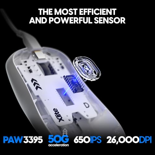 Image of Pulsar Gaming Gears Xlite Wired Gaming Mouse, Ultra Lightweight 1.83 oz (52g), Ergonomic, Optical Switch, 26000 DPI, Motion Sync, PAW3395 Sensor (Medium, Wired, White)