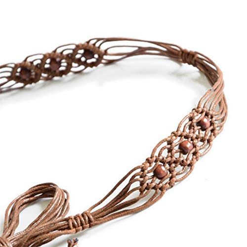 Strap Bohemia Handmade Beads Braided Women's Belt Knotted Tassels Waist Belts Dress Slim Waistband4