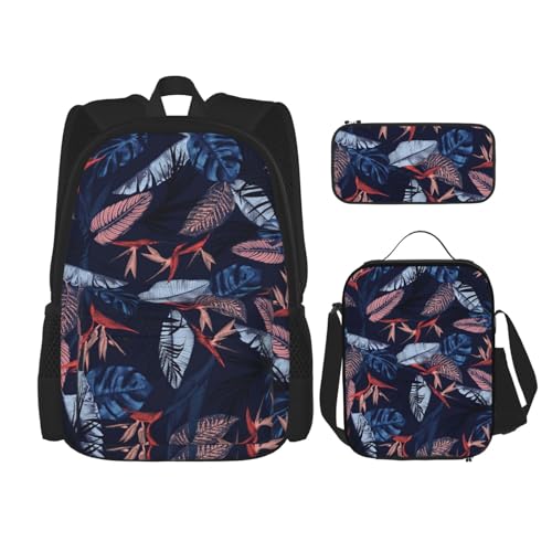 Ensemble de sacs à livres imprimé oiseau bleu et orange WURTON trois pièces confortables