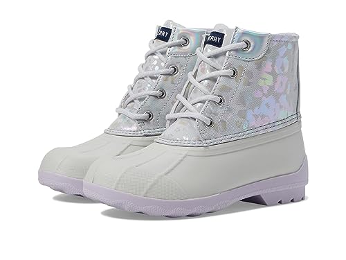 Sperry Kids Girls Port Metallic Leopard Print Duck Casual Boots Ankle - Grey