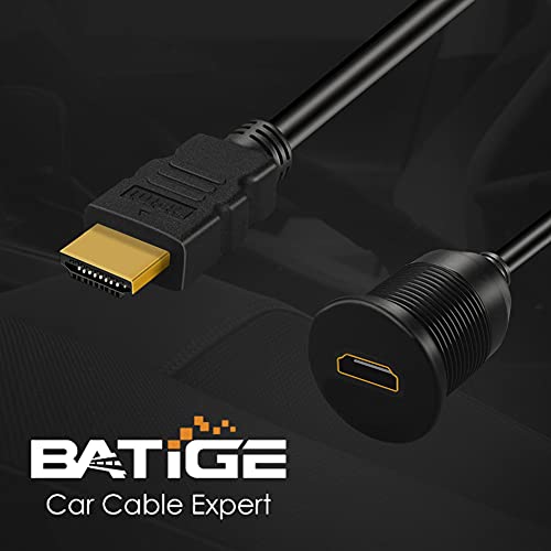 Batige Hdmi Male To Female Car Mount Flush Extension Cable Truck Boat Motorcycle Dashboard Flush Mount With Mounting Panel - 3Ft #TOP1