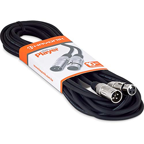 Cabo para Microfone XLR(F) X XLR(M), Hayonik, Preto, 10M