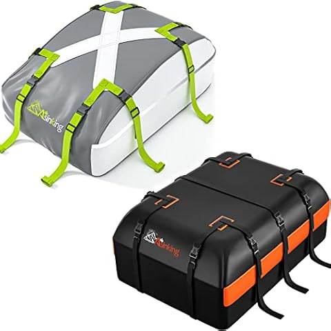 2 Pack Waterproof Car Rooftop Cargo Carrier Bag, 20+21 Cubic Feet Car Roof Bag for Vehicles with/Without Roof Rack Cover