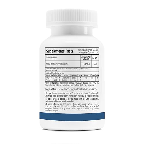Image of Trexgenics Iodine 140 mcg from Potassium Iodide Multi-Action Mineral for Thyroid Function, Metabolism, Immunity (120 Veg. Capsules)