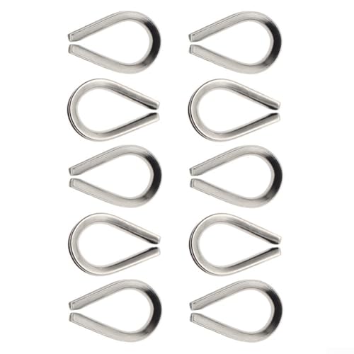 Yuanpgky Manicotto protettivo per fune metallica in acciaio inossidabile 316, resistente, per anello, 22 x 17 mm, confezione da 10, resistente per trazione e sollevamento