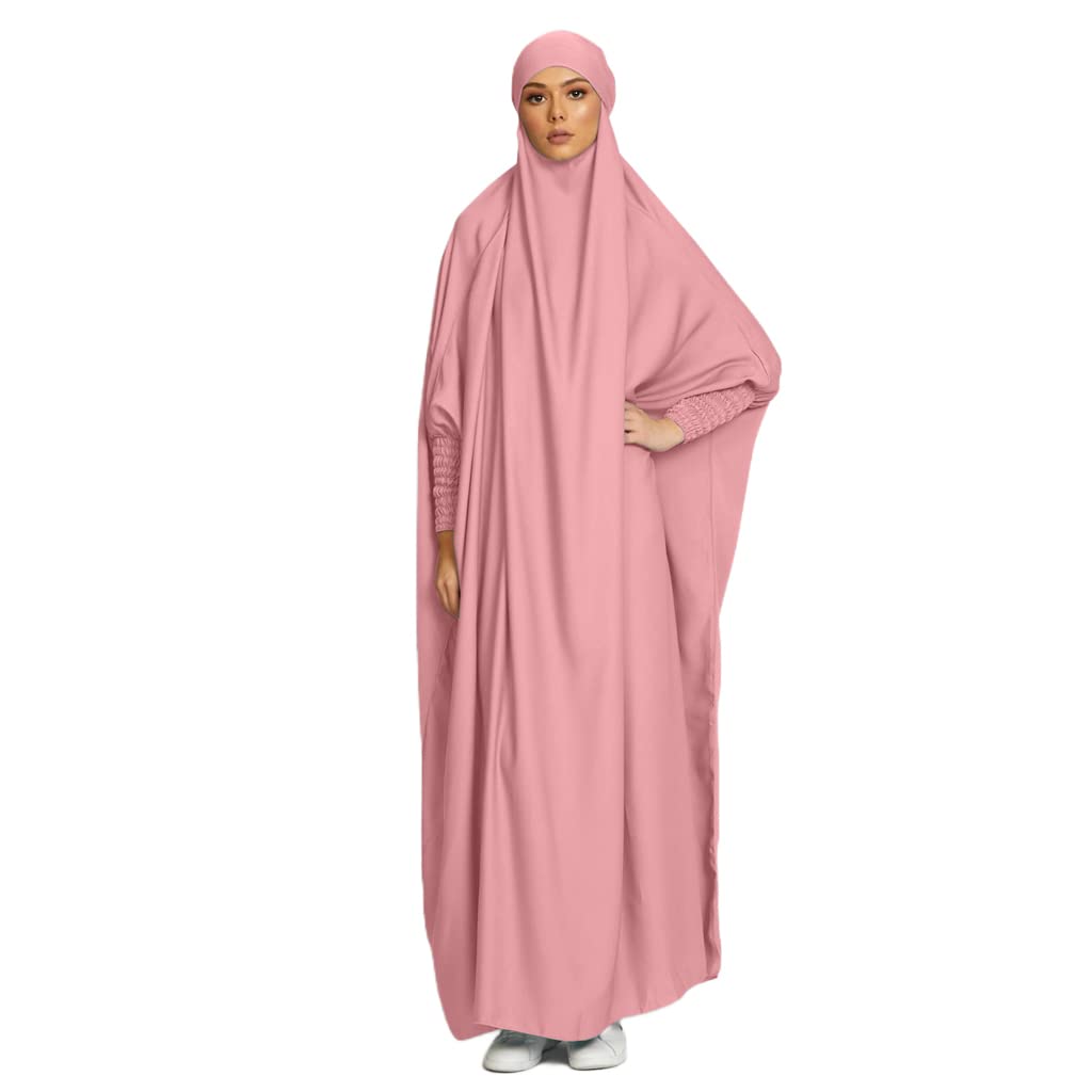 Robe de Priere Femme Musulmane 1 Piece Femme Islamique Hijab Niqab à Manches Longues Abaya Jilbeb Robe Islam Vêtements