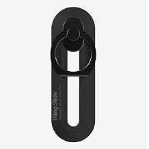 iRing Slide, Made in Korea, Wireless Charging Friendly Phone Holder. Cell Phone Ring Grip Finger Holder and Stand Compatible with iPhone 13,14,15,16 & 17 Series, Galaxy, and Other Smartphones Black