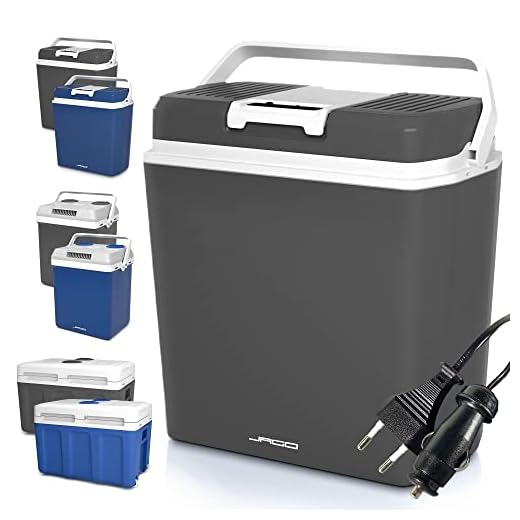 Jago® Cool Box - 20 litri, Maniglia di Trasporto, 12/220V Spina Auto, Freddo e Caldo, Antracite - Frigorifero Portatile, Borsa Termica Rigida Ghiacciaia Portatile, Borsa Frigo, da Viaggio, Auto