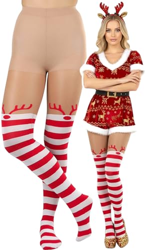 Image of ToBeInStyle Womens Fun Tights with Festive Wrap Around Designs