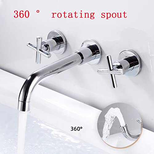Grifo de lavabo empotrado negro con caño giratorio 360 de latón 7