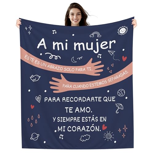Imagen de Amorea A mi Mujer Este es un Abrazo Solo para ti Manta para Esposa Manta para abrazar Cumpleaños San Valentín