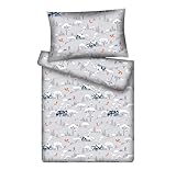 KiGATEX Kinderbettwäsche-Set Winterlandschaft mit Reißverschluss – 100% Baumwolle – 2-teilig: Decke 100x135 cm + Kissen 40x60 cm – weich & atmungsaktiv – für Jungen & Mädchen – waschbar bei 60 °C