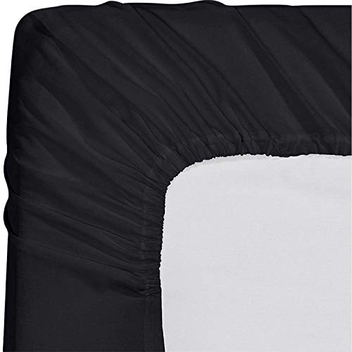 Image of Utopia Bedding Queen Fitted Sheet - Bottom Sheet - Deep Pocket - Soft Microfiber - Shrinkage and Fade Resistant - Easy Care -1 Fitted Sheet Only (Black)
