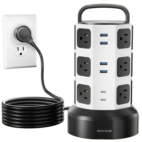 【10ft】 Power Strip Tower JACKYLED Surge Protector Electric