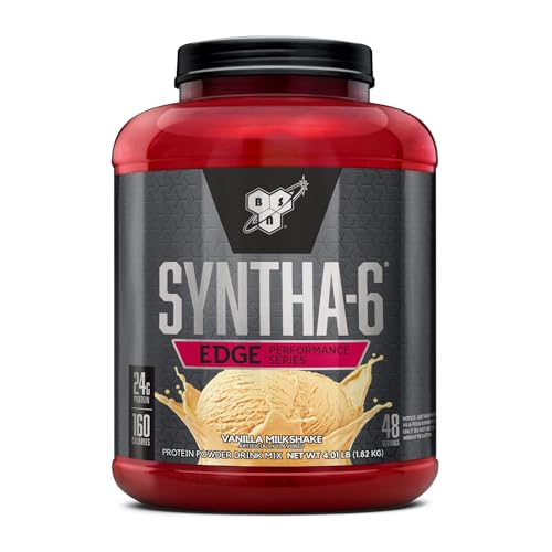 Image of BSN SYNTHA-6 EDGE Protein Powder, Vanilla Flavored Powder with Hydrolyzed Whey, Micellar Casein, for Muscle Gain, Low Sugar, 24g Protein, Vanilla Milkshake, 48 Servings, 4.01 Pound (Pack of 1)