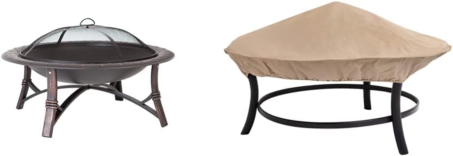 Fire Sense Roman 35" Fire Pit + Modern Leisure 35" Fire Pit Cover