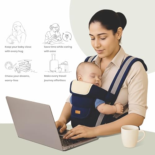 Image of Aditi Toys 4-in-1 Ergonomic Baby Mumma's Lap Baby Carrier, Baby Hip Seat with Adjustable, Breathable & Comfortable with Storage Pockets, Supports up to 15kg for New Born Babies, Above 3+ Month