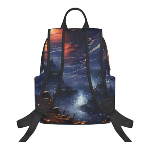 Casual Backpack for Women Men Midnight starry sky Lightweight Daypack Large Capacity Nurse Bag3