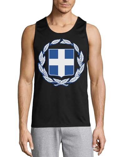 Camiseta sin mangas de Grecia para lucir un estilo casual de playa en algodón negro