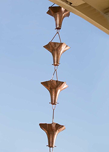 Monarch Pure Copper Angel Blossom Rain Chain, 8-1/2-Feet Length