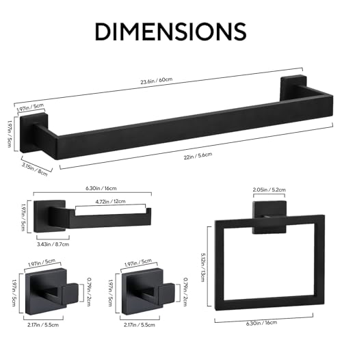 Foto de Juego de accesorios de baño de 15 piezas de 23.6 pulgadas, juego de accesorios de baño de acero inoxidable negro, kit de barra de toalla de baño (imagen 3)