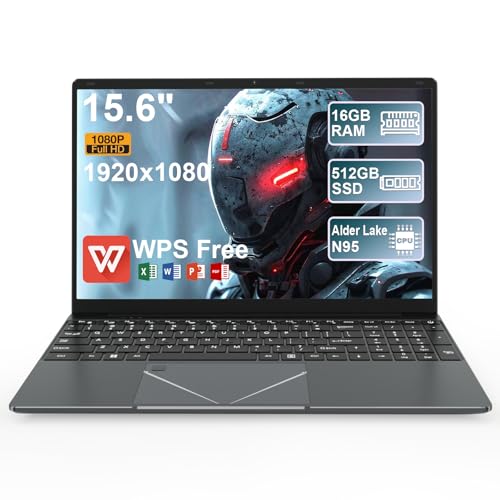 LEEDOW Laptop PC 15.6 Alder Lake-N95 Processor up to 3.4Ghz Laptop Computer 16GB RAM LPDDR4 512GB SSD Support Touch ID, WiFi, BT Notebook for Work,Student,Movies