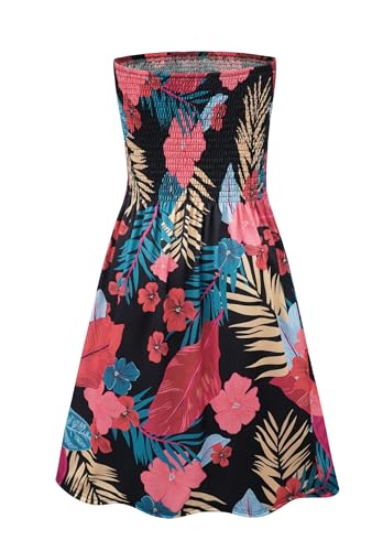 Image of Zyyfly Summer Strapless Dress for Women Tube Top Sundress Casual Beach Cover Ups