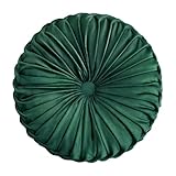 Elero Cojín redondo de terciopelo para decoración del hogar, color verde esmeralda
