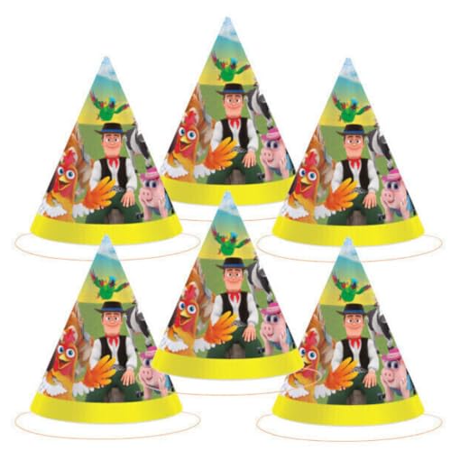 BeenSmile, GORROS LA GRANJA DE ZENON, Decoración Cumpleaños Infantil, Fiestas Temáticas y Celebraciones, Gorritos para Niños, 6 Gorros de Papel Cartón