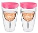 Southern Homewares 2-Pack 2Go Insulated Vino Double Wall Acrylic Wine Tumbler with Pink Drink Through Lid, 16-Ounce