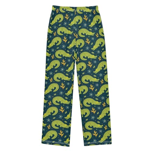 Crocodile Florals Boys Long Pants Soft Trousers Elastic Waist Kids Lounge Bottoms with Pockets S-XL