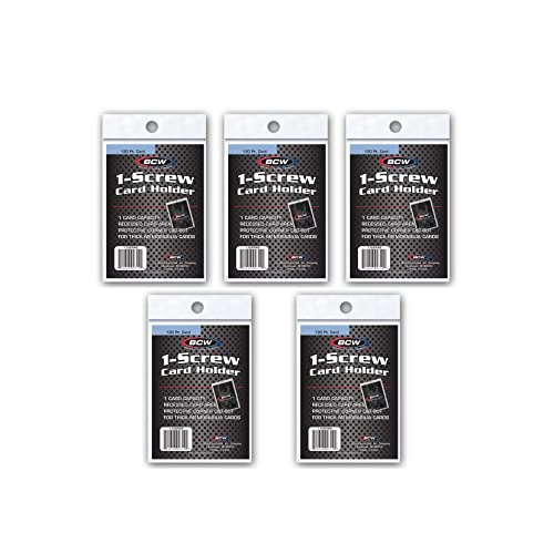 BCW 1 Screw Card Holder - 120 PT. - 5ct | Crystal Clear Polystyrene | Secure Screwdown Design | Ideal for Collectible Card Storage and Display