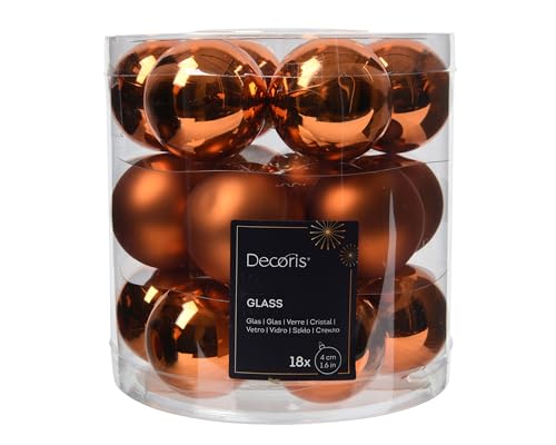 Weihnachtskugeln Glas 4cm 18 Stück - matt & glänzend - Kleine Christbaumkugeln Weihnachtsbaumkugeln für Weihnachten - Christbaumschmuck & Weihnachtsbaumschmuck - Warm Orange