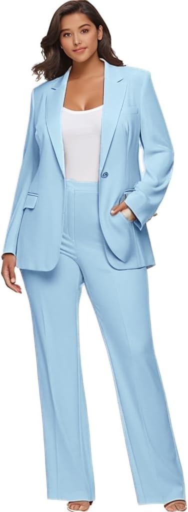Plus Size Womens Suitng Tuxedo 2 Piece Business Set Pant Suits for Women Dressy for Wedding Guest