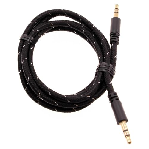 Cable Auxiliar 3.5mm para audio con funda trenzada negra miniatura 1